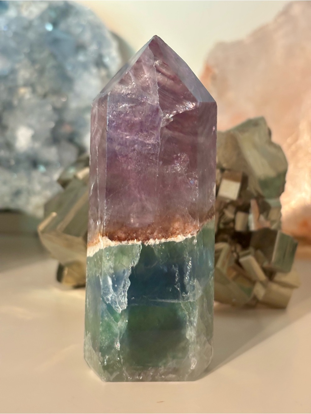 Rainbow Fluorite Tower with Natural Flashes, Rare Color Zoning – Brazil